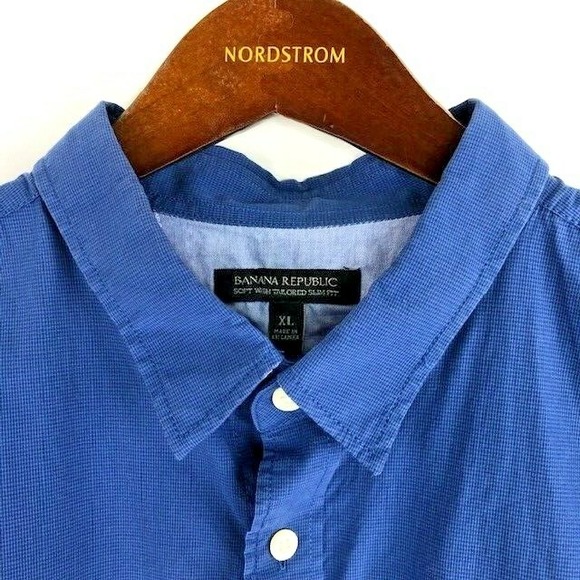 Banana Republic mens shirt long sleeve button up tailored‎ slim fit blue size XL - Picture 3 of 7